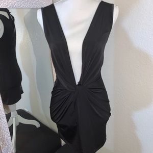 Black Open Chest Mini Dress